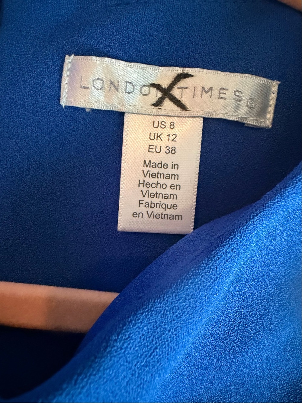 London Times Royal Blue Ruffled Hem Midi Dress - Picture 4 of 9